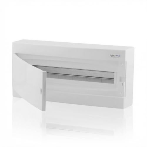 Intratec Sicherungskasten Aufputz 1 reihig – IP40 Verteilerkasten Aufputz Gehäuse für 24 Module mit weißer Tür für einfache Installation Zuhause & Gewerbe – 503 x 236 x 112 mm
