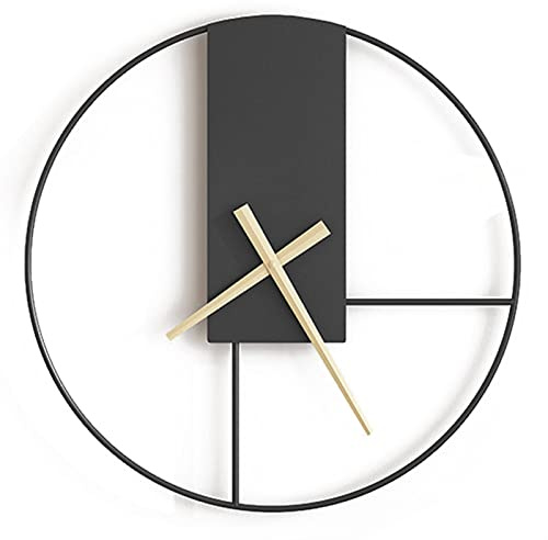 Küchenuhr, stilvolle moderne dekorative Eisen Kunst Wanduhr aus Holz, kreatives Geschenk für Zuhause, Wohnzimmer, Küche, Schlafzimmer und Arbeitszimmer, Esszimmer ( Color : Schwarz , Size : 43cm )