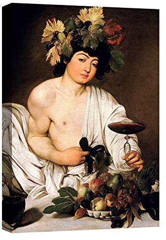 canvashop Quadri Moderni Soggiorno Caravaggio Bacco 50x35 Cm Quadro Camera da Letto Stampe da Parete Su Tela Canvas Arte Famosi