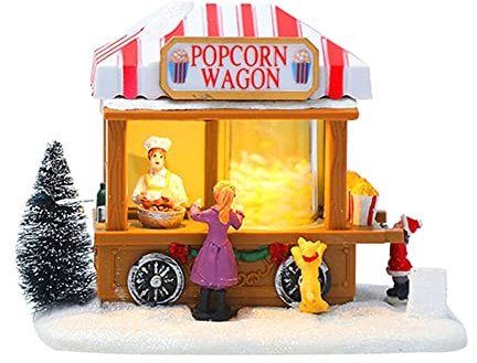 Lodokdre Villaggio di Natale a LED case villaggio di Natale multicolore musica popcorn villaggio di Natale