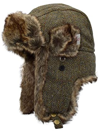 WALKER AND HAWKES - Charles - Hut der Fallensteller aus Harris-Tweed - Country-Stil - Holzkohle - XXL (61cm)