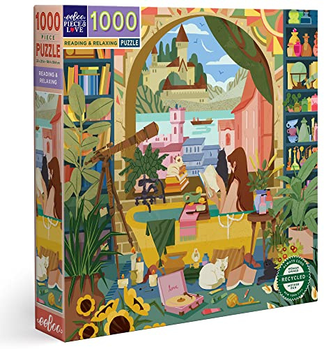 eeBoo 1000 Stück - Lesen und Relaxen Recyclingkarton Hochwertige Erwachsene Puzzle - PZTRRD
