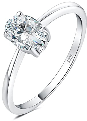 JewelryPalace Klassisch 1ct 2ct Oval Moissanite Zirconia Solitär Promise Ring Damen, Schmuck Set, Verlobungsring Damenring Silber 925 mit Stein Frauen, Simulierte Diamant Eheringe Rosegold Gold