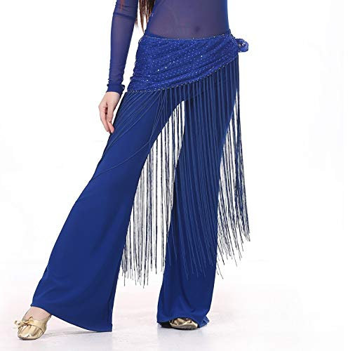 Coin Belt Damen Bauchtanz Pailletten Quaste Hüfttuch Bauchtanz Dreieck Hüfttuch Wickelgürtel Rock Fransen Münzschal (Blau M)