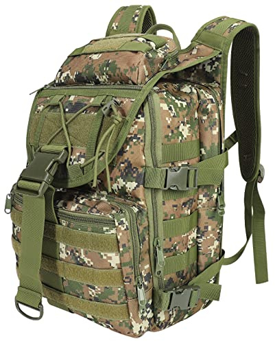 SHANNA Sac à Dos Militaire, 35L Grand Volume Sac à Dos Multifonction, Sacs Trekking Armée MOLLE Assaut Pack Combat Tactique pour La Randonnée en Plein Air Camping Pêche Chasse Sac D'urgence(ACU Vert)