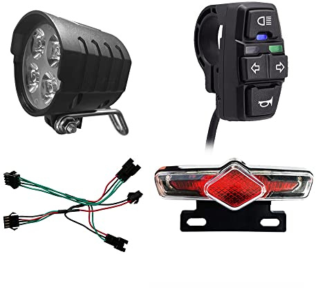 XBERSTAR 3 in 1 Bicycle Lithium-ion Conversion Accessories ebike ebike Light kit Headlight Tail Light Horn DK336 E-Bike Light Sets LCD Display (Light Sets)