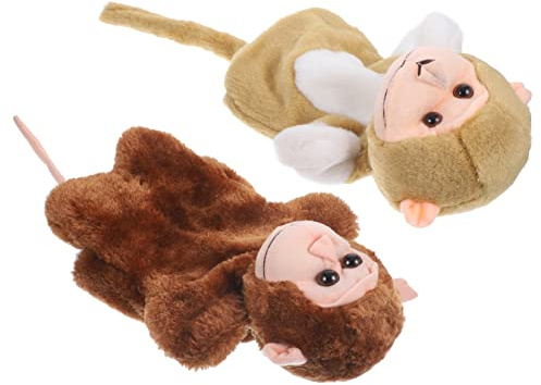 Toyvian 2 Stück Handpuppen Affen aus Pp Baumwolle Feine Textur Langlebig Handspielzeug zum Geschichtenerzählen die Vorlesestunde für Kinder und Mädchen