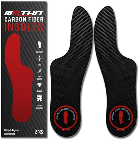 MRTHN Mortons Extension Carbon Fiber Insole 1 Pair | Morton's Extension Orthotic Shoe Inserts | Rigid Shoe Insert for Hallux Rigidus, Turf Toe & Mortons Toe Plate | Carbon Fiber Insoles Women Men