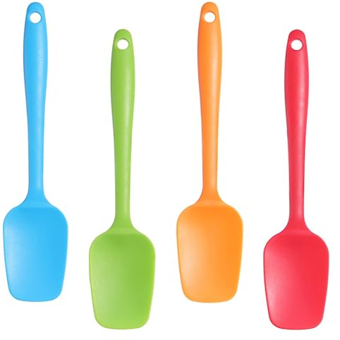 4 Stück nahtlose Gummispateln hitzebeständige Silikonlöffel wiederverwendbare Silikongummispateln antihaftbeschichtete Backspatel zum Kochen, Backen und Mischen
