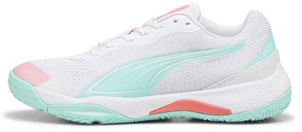 PUMA Unisex Adults SOLARSTRIKE III W+ Indoor Court Shoe, PUMA White-Electric Peppermint, 45 EU