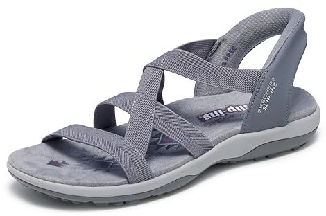 Skechers Women's Reggae Slim - Stretch Flex Hands Free Slip-ins, Taupe, 7