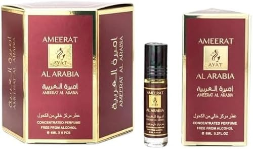 Ayat Perfumes 6 x 6 ml – Aceite de fragancia para hombres y mujeres – duradero y cómodo (Ameerat Al Arabia)