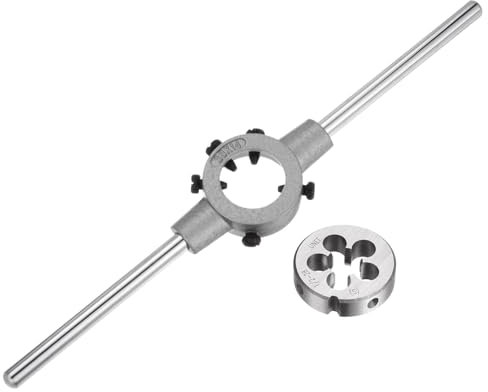 QUARKZMAN Juego de Llave de Mango para Terrajas, Terraja Redonda 1/2-28 UNEF y Porta Terrajas de 38mm (Compatible con Terrajas de 1/2-5/8 (UNC/UNF) / Métrica M12-M14)