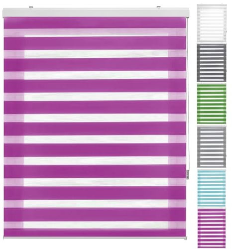 Verdunkelungsrollo Klemmfix ohne Bohren 45 x 340 cm lichtdurchlässig & verdunkelnd Rollo Seitenzugrollo mit Klemmträger für Tür & Fenster, Lila