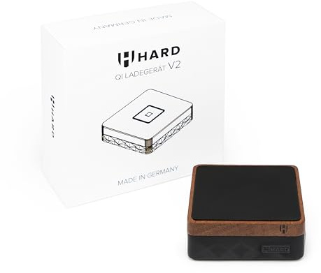 HARD Qi Kabelloses Ladepad Made in Germany, Induktive Ladestation, Edles Design, 15W Max für iPhone 15/15 Pro/15 Pro Max/14/13/12/11, SE 2020, Samsung Galaxy S23/S22/S21/S20/S10, MagSafe kompatibel