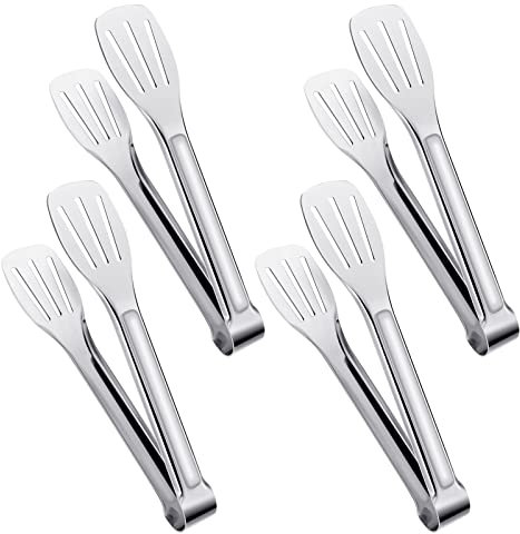 4 Stück Küchenzange Edelstahl Set, 7 Zoll Gebäckzange, Zange Küche Rutschfest, Grillzange für Barbecue, Salat, Backen, Familientreffen