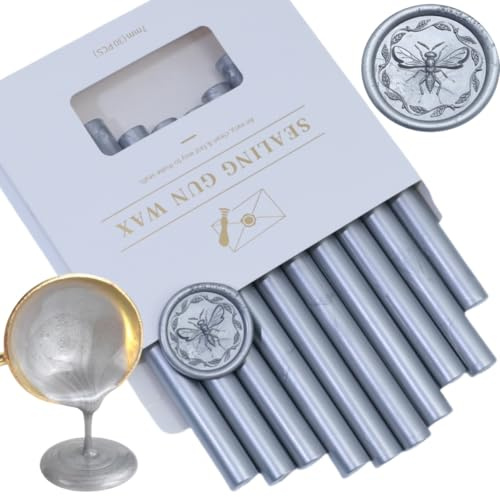 1.1cm Wachs Siegel Stöcke, Atopbb Silber Wax Stick 10 Stück Klebepistole Wachs-Siegel-Sticks, für Brief Grußkarten Wein Abdichtung Handwerk machen Hochzeit und Party Einladungen (Silber)