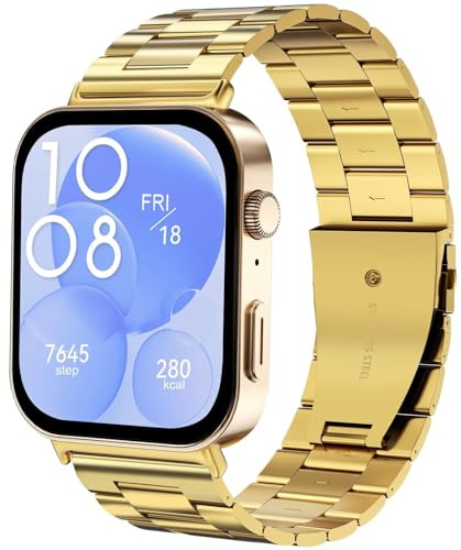 Hexasider metallarmband kompatibla med Watch Fit 3-armband, rostfritt stål ersättningsarmband för Watch Fit 3, klockarmband för kvinnor och män, Rostfritt stål