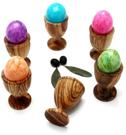 DAGDEG 6 Set Eierbecher aus Olivenholz,handgedrechselt, Eierhalter Holz, Eierständermfür den Frühstückstisch, nachhaltiges Serviergeschirr, handgefertigt