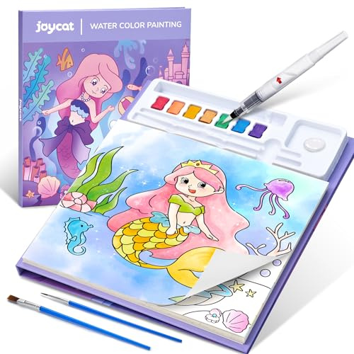 JoyCat Livre de coloriage avec peintures à l'eau pour tout-petits de 3 à 8 ans, kit de peinture aquarelle, pour arts et bricolage, jouet éducatif, cadeau d'anniversaire pour garçons et filles (Violet)