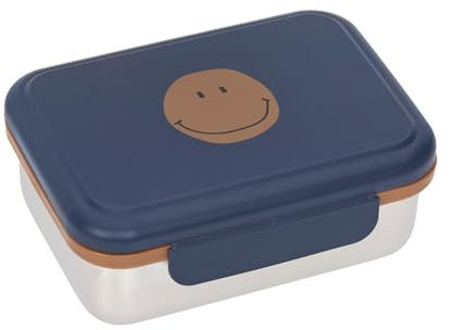 LÄSSIG Scatola per il pranzo dei bambini in acciaio inox scatola per la colazione scuola materna sostenibile/Lunchbox Stainless Steel Little Gang Smile navy