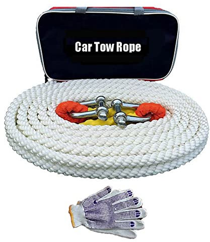 Corde De Remorquage De Voiture Robuste, Corde De Traction Puissante Durable Tout en Acier À Manille De Sauvetage De Véhicule pour Voiture SUV Véhicule Agricole Yacht avec Sac De Rangement(Size:5t/9m
