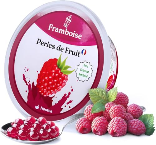 Nostea - Perle per Bubble Tea Lampone - Popping Boba 100% Vegano, Senza Glutine - Perle al Succo di Frutta per Tè, Bevande, Dessert - Produzione Francese - 450 gr
