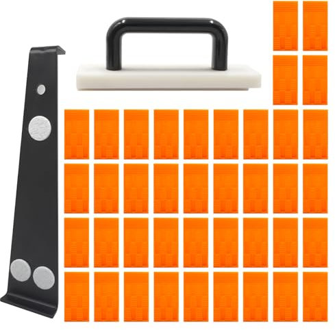 Vinyl Laminat Verlegeset,300mm Bodenleger Laminat Werkzeug,Click Vinylboden Laminatboden Klicksystem mit 1x Parkett NYLON Schlagklotz,1x Zugeisen Laminat,40 x Abstandshalter(300mm Satz)