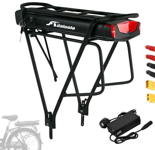 Adaluolo Rear Rack Ebike Battery 36V 15AH Electric Lithium-ion Bike Battery with Charger, Luggage Rack and Tail Light for Most Bike Wheel Size 24/26/28