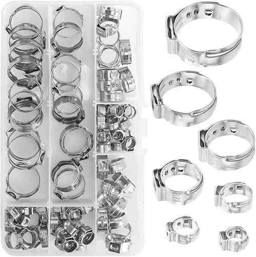 Luabue 85pcs Collier de Serrage Tuyau en Acier Inoxydable Attache Tuyau Clips 6-21mm Collier de Serrage Metallique pour Tuyaux Conduit Tuyauterie Tube Eau Gaz