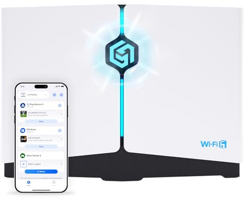 HYPEREV Wi-Fi 6 Gaming wifi Booster Router per PS5, PS4, Xbox, Switch, PC | 90 giorni GearUP Console Booster | Internet Booster per giochi WiFi | 2402Mbps, 5GHz e 2.4GHz | WiFi & Ethernet