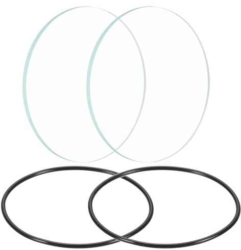 PATIKIL Lente LED de 2.04 de Diámetro, 2 Juegos de Lentes de Vidrio con Borde Pulido y Anillo de Silicona para Reemplazo de Lentes de Fuente de Luz, Transparente