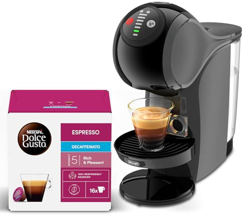 NESCAFÉ DOLCE GUSTO De'longhi Genio S, Macchina per Caffè Espresso e Altre bevande in capsula, Automatica, Antracite + Espresso Decaffeinato Caffé 96 capsule