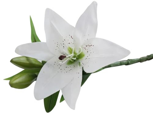 1 confezione da 4 teste di gigli artificiali, fiori di giglio finti, fiori di giglio tigrati artificiali, fiori finti per la decorazione della festa nuziale in casa, ufficio, giardino, bianco