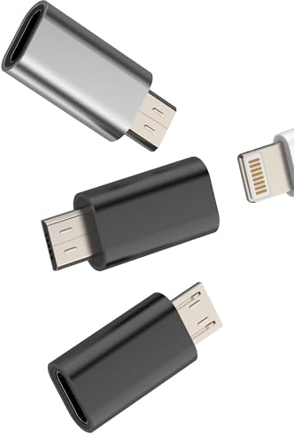 Adaptador Lightning hembra a Micro USB macho (Lotde3) Android teléfono enchufe cargador conexión informática transmisión síncrona carga compatible con Samsung Galaxy S6 S7 Edge+ S7Active Note5