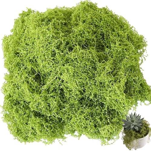 DILUSILK 100g Artificial Moss for Crafting and Garden - Realistic Looking Synthetic Turf for Patio, Home Decoration (Light Green)