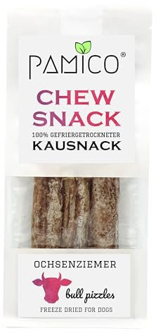 PAMICO Chew Snack Gefriergetrocknete Ochsenziemer 200 g – 100% natürlicher, geruchsarmer Kauartikel für Hunde – Gesund & proteinreich, perfekt für Zahnpflege, Made in Germany