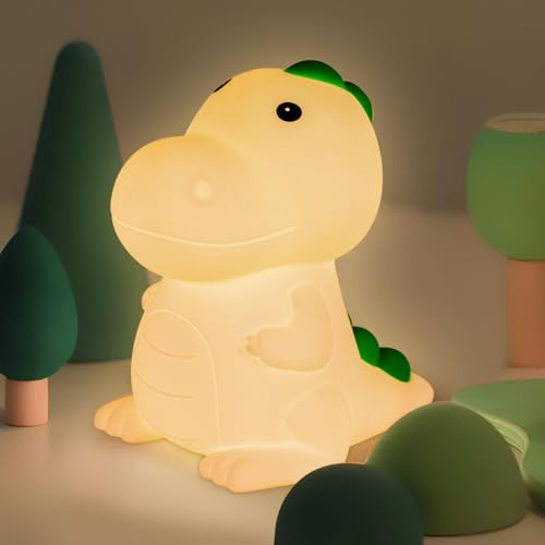 Yiliaw Dinosaurier Nachtlicht Kinder, Silikon Lampe mit Touch Steuerung, USB Aufladbar