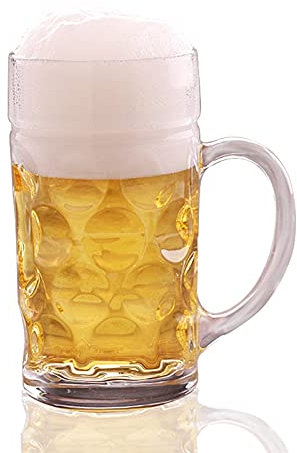 MRKU Bierbecher Bierkrüge Schwere große Biergläser mit Henkel Klassischer Bierkrug Gläserstil Extra großer Bierkrug aus Glas Superkrug 42 OZ Bierkrug