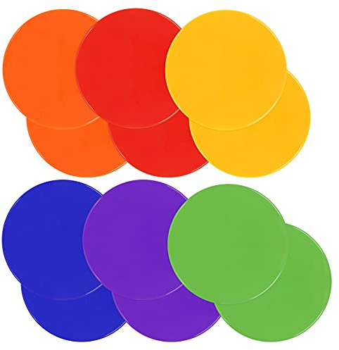 ZIECE Spot Markers 10inch 12 Pack Rubber Floor Dots Non Slip Flat Cones Agility Dots for Kids Soccer Basketball Sports Speed Agility Training, Preschool Classroom Activities