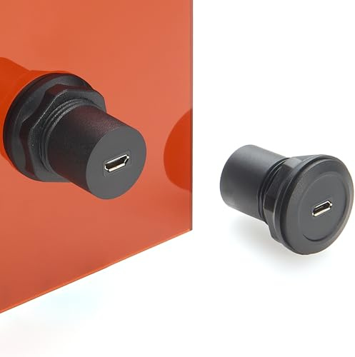 Plinkwirekb Adaptateur micro USB-B à montage sur panneau 5 broches Micro USB Jack femelle vers connecteur femelle 22 mm Adaptateur rond pour montage sur panneau