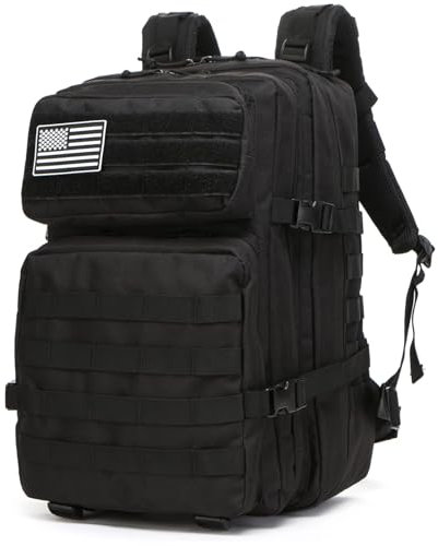 GUJOIN 50L Wasserdichter Anglerrucksack aus Militär-Nylon Taktischer Outdoor-Sportrucksack Langlebiger Wanderrucksack für Freizeit & Trekking (Schwarz)