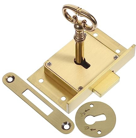 iplusmile Retro Brass Drawer Lock Square Cabinet Lock with Key for Home Office Desk Drawers Replacement Set