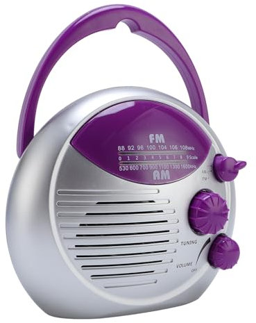 Wasserdichtes Duschfunk mit AM -FM -Tuner, Batteriebetriebenes Tragbares Radio für Badezimmer, Küche oder Outdoor - IPX4 Splash Resistent mit Hanging Hook Design