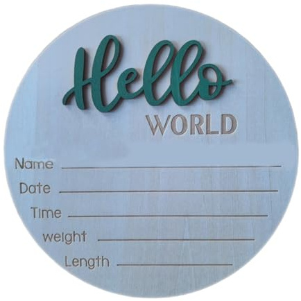 Großes 15 cm rundes Willkommensschild aus Holz, Baby-Namensschild, Requisiten für Neugeborene, Fotografie und Geburtsankündigung, neue Eltern