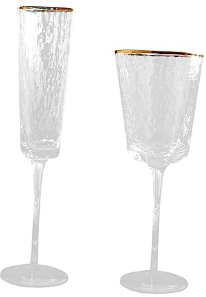 TOPBATHY 2 Piezas Copa de Vino y Champán de Cristal Vaso Decorativo Elegante para Fiestas Diseño de Alta Estabilidad y para Bebidas Fiestas y