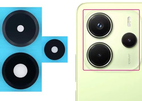 XoTek Set di ricambio per fotocamera in vetro per Xiaomi Redmi Note 14 4G – Lente fotocamera compatibile con Redmi Note 14 4G in stile originale posteriore sostituzione vetro lente di ricambio nero