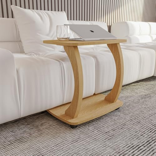 sugodesign Beistelltisch Couch, mit Rollen, Laptoptisch für Couch, Kleiner Wohnzimmertisch, Sofatisch in stylischer Natur Eiche-Optik, Kleiner Couchtisch fürs Wohnzimmer, Side Table, Arasta