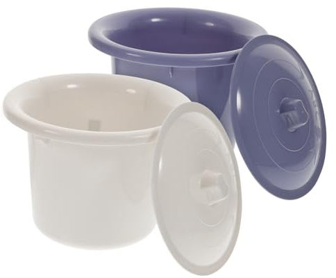 ZUNOXAZ Orinal Portátil Plástico 2 Unidades Cubo con Tapa Resistente Antideslizante para Uso Nocturno en Casa Adultos y Niños Práctico Sanitario Higiene