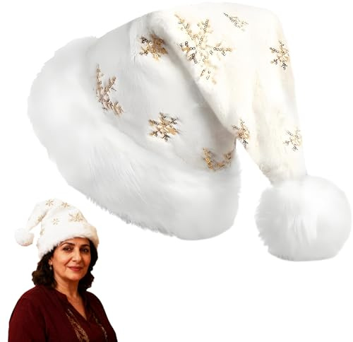 fshxj Weihnachtsmütze,Weihnachtsmützen Erwachsene,Mütze Mit Weihnachten,Weihnachts,Weihnachtsmann,Christmas Damen FüR Hat,Hut Kinder Santa Kostüm NikolausmüTze,Baby PlüSch Pailletten Schneeflocke